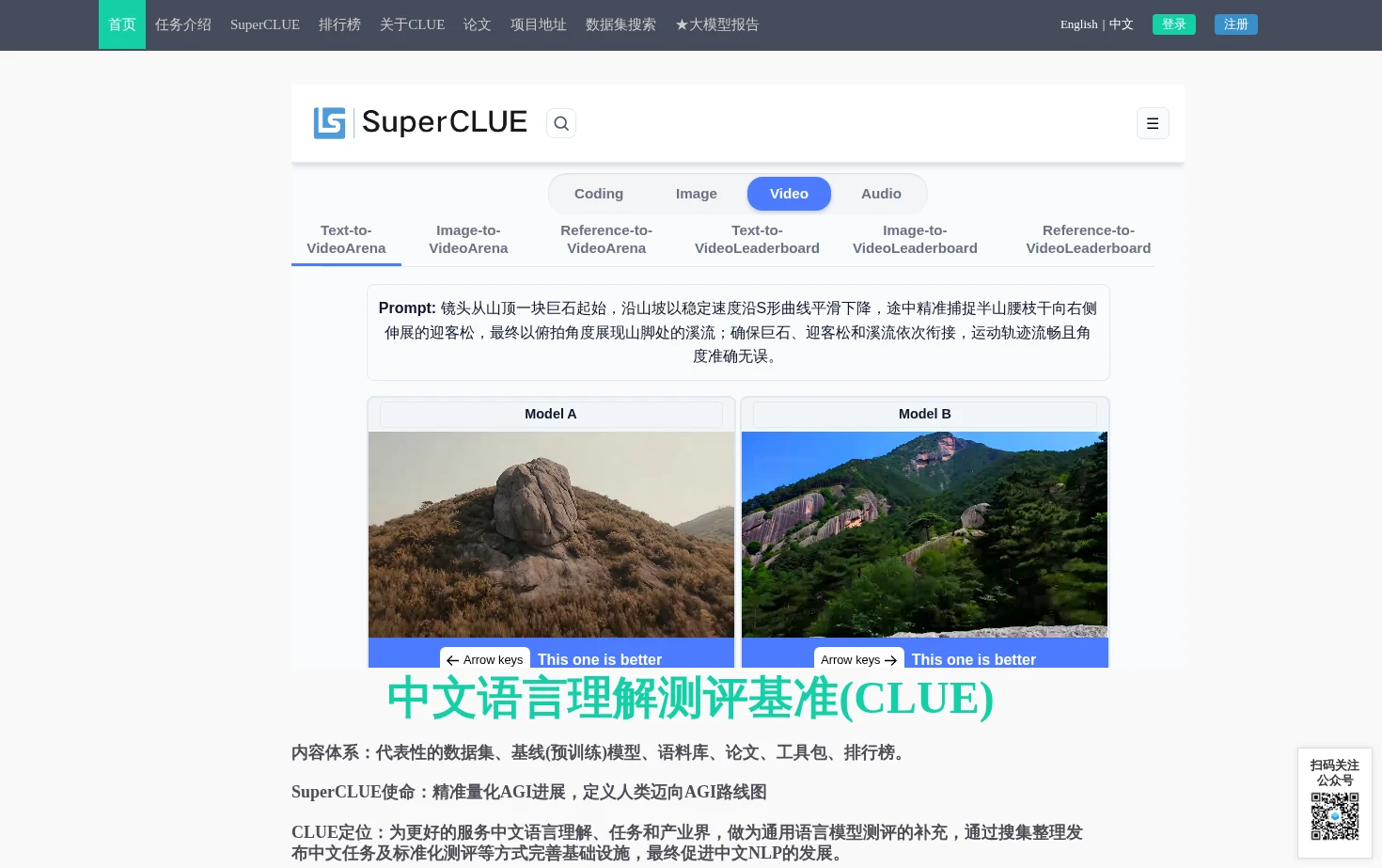 CLUE中文语言理解基准测评 页面快照